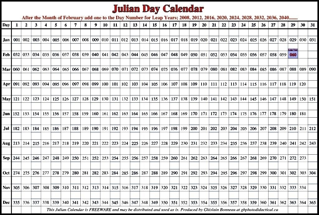 365 Day Numbered Calendar : Free Calendar Template