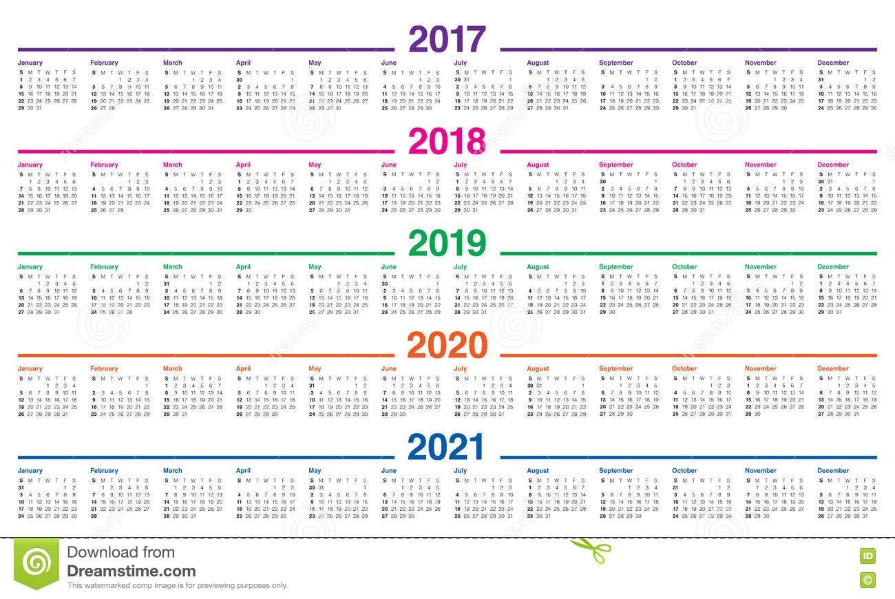 4 Year Calendar 2017 To 2021 | Printable Calendars 2021