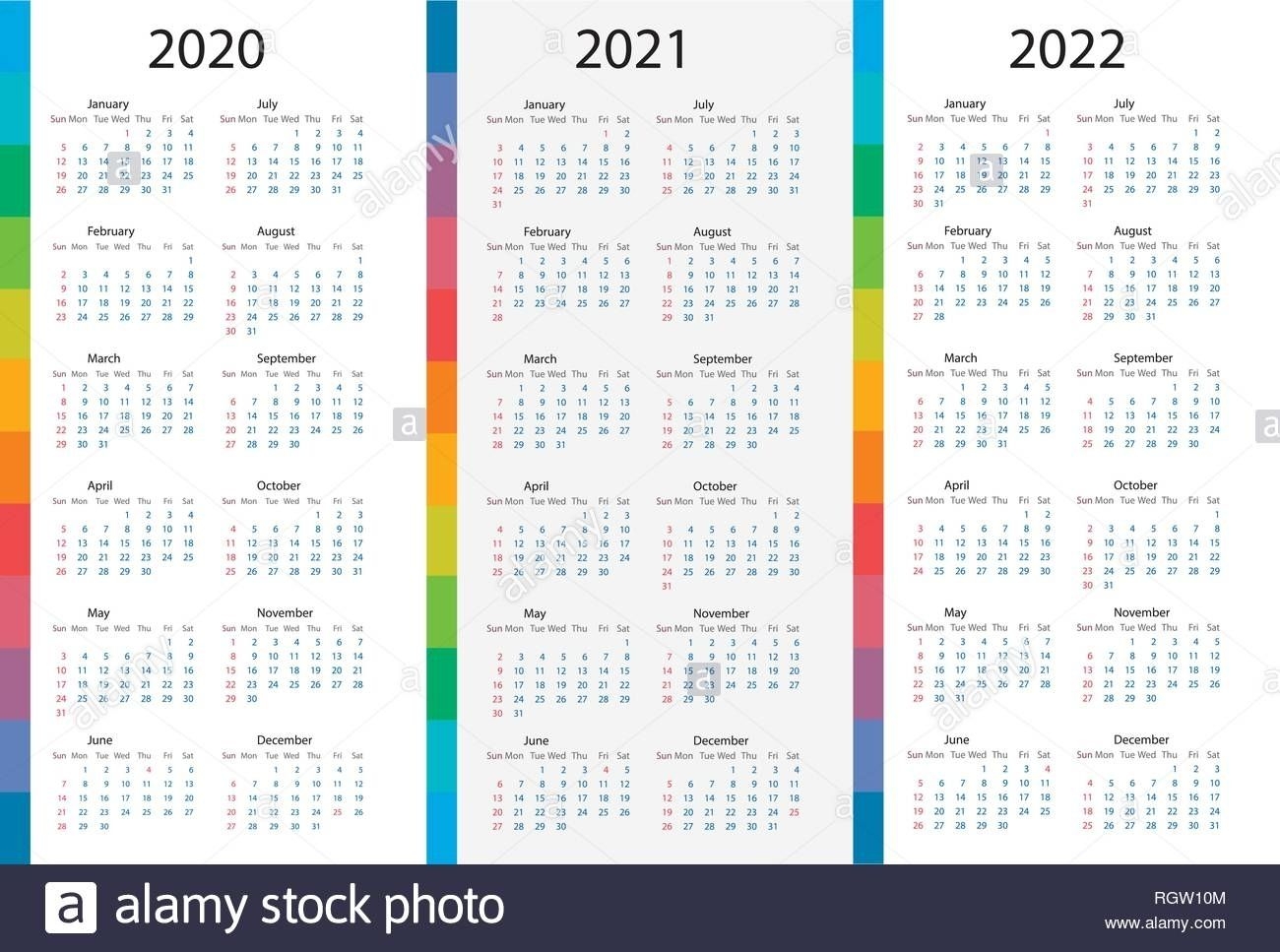 4 Year Calendar 2020 To 2022 | Month Calendar Printable