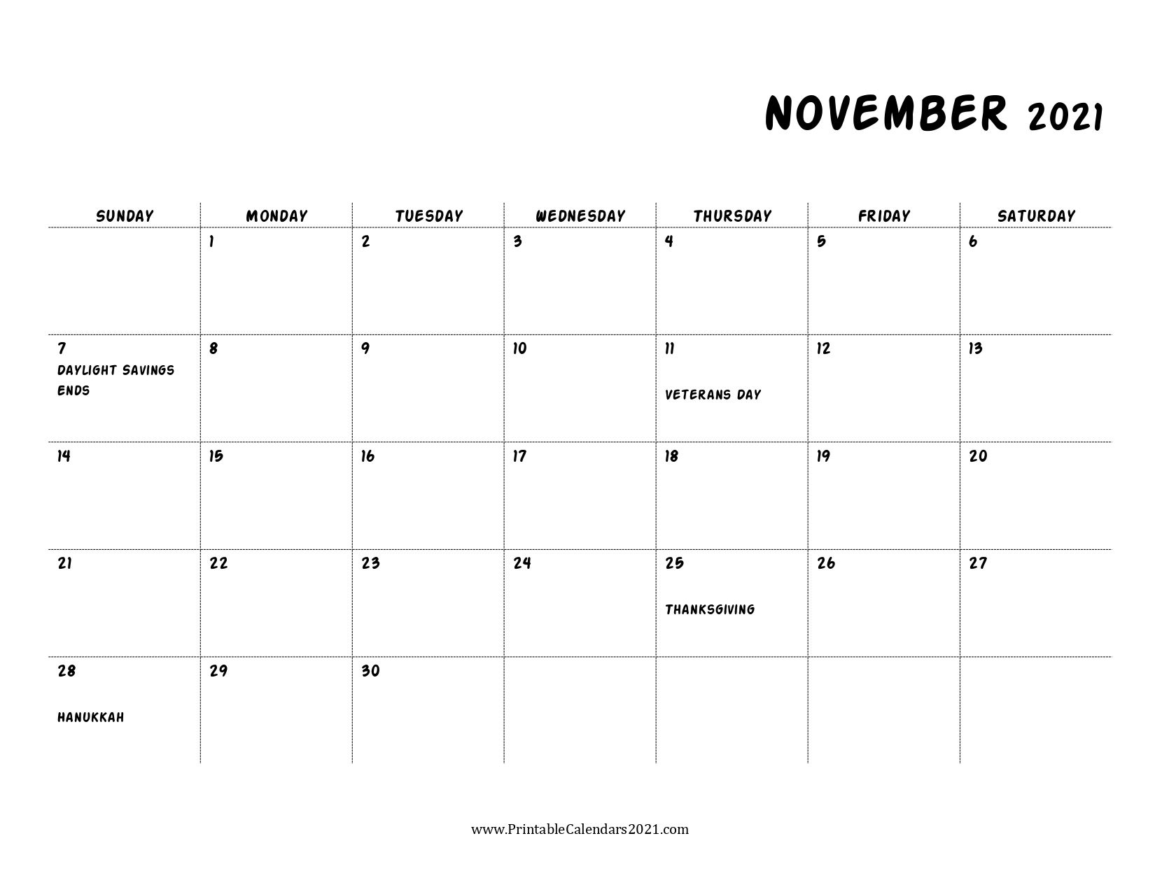 44 November 2021 Calendar Printable, November 2021