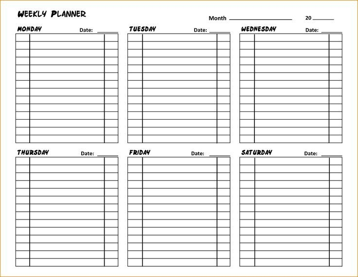 5 day weekly planner template excel di 2020