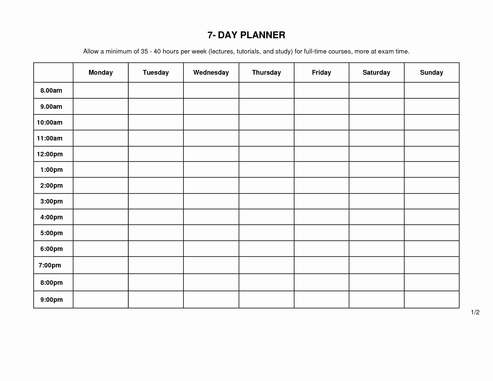 5 day weekly timetable blank 6 periods calendar