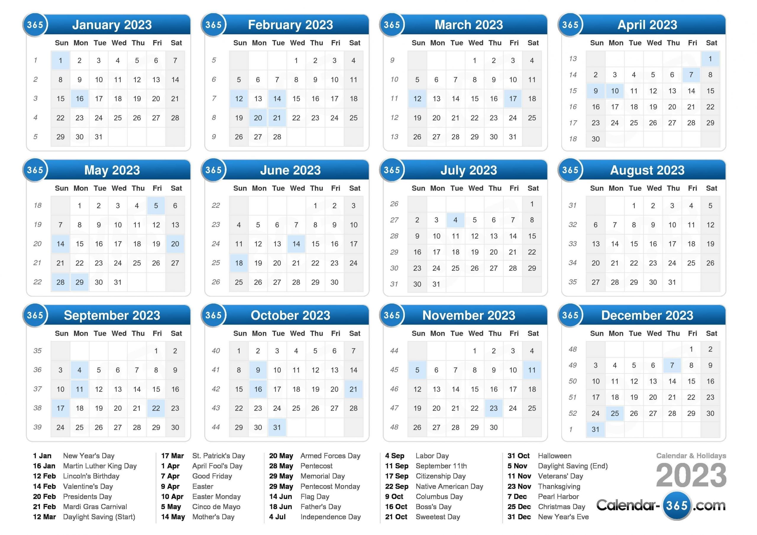 5 Year Calendar 2019 To 2023 Printable : Free Calendar