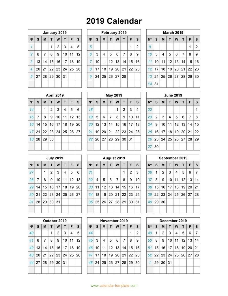 5 Year Calendar On One Page | Month Calendar Printable