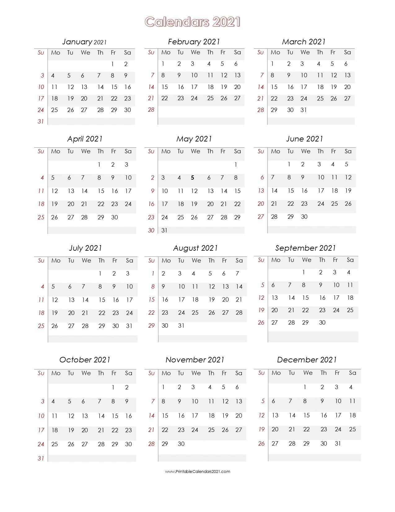 56 printable calendar 2021 one page, us 2021 calendar