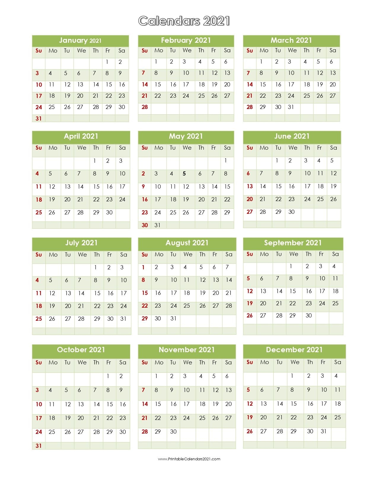 56 printable calendar 2021 one page, us 2021 calendar