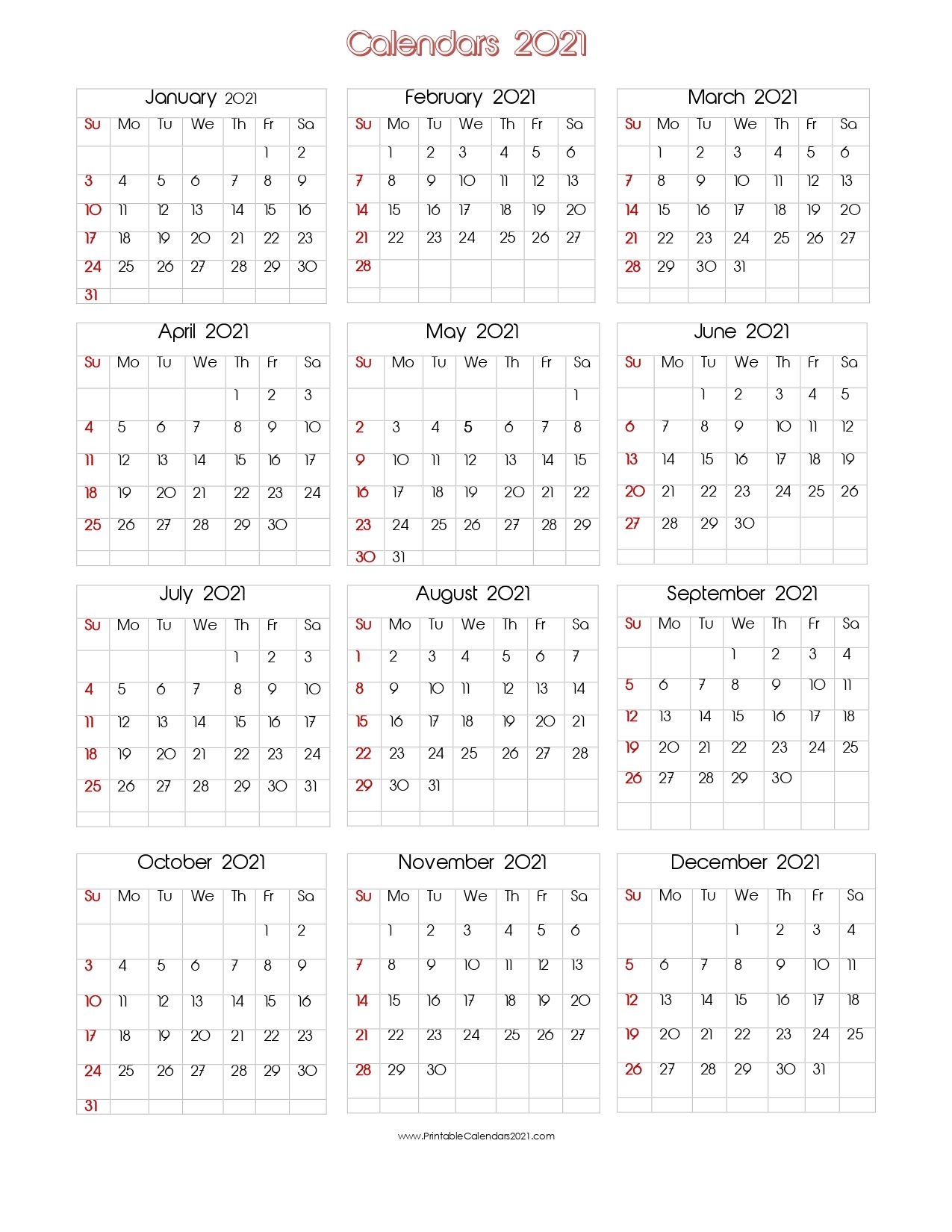 56 printable calendar 2021 one page, us 2021 calendar