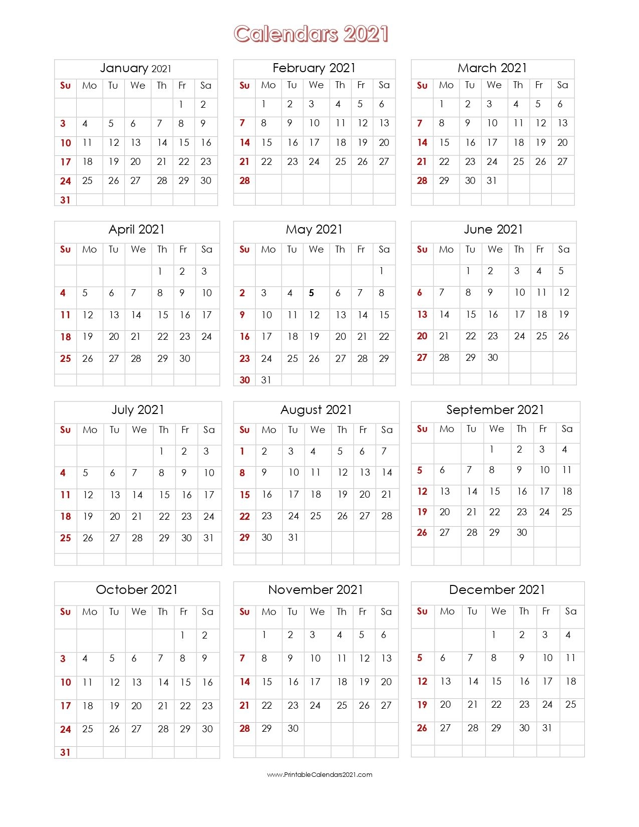 56 printable calendar 2021 one page, us 2021 calendar