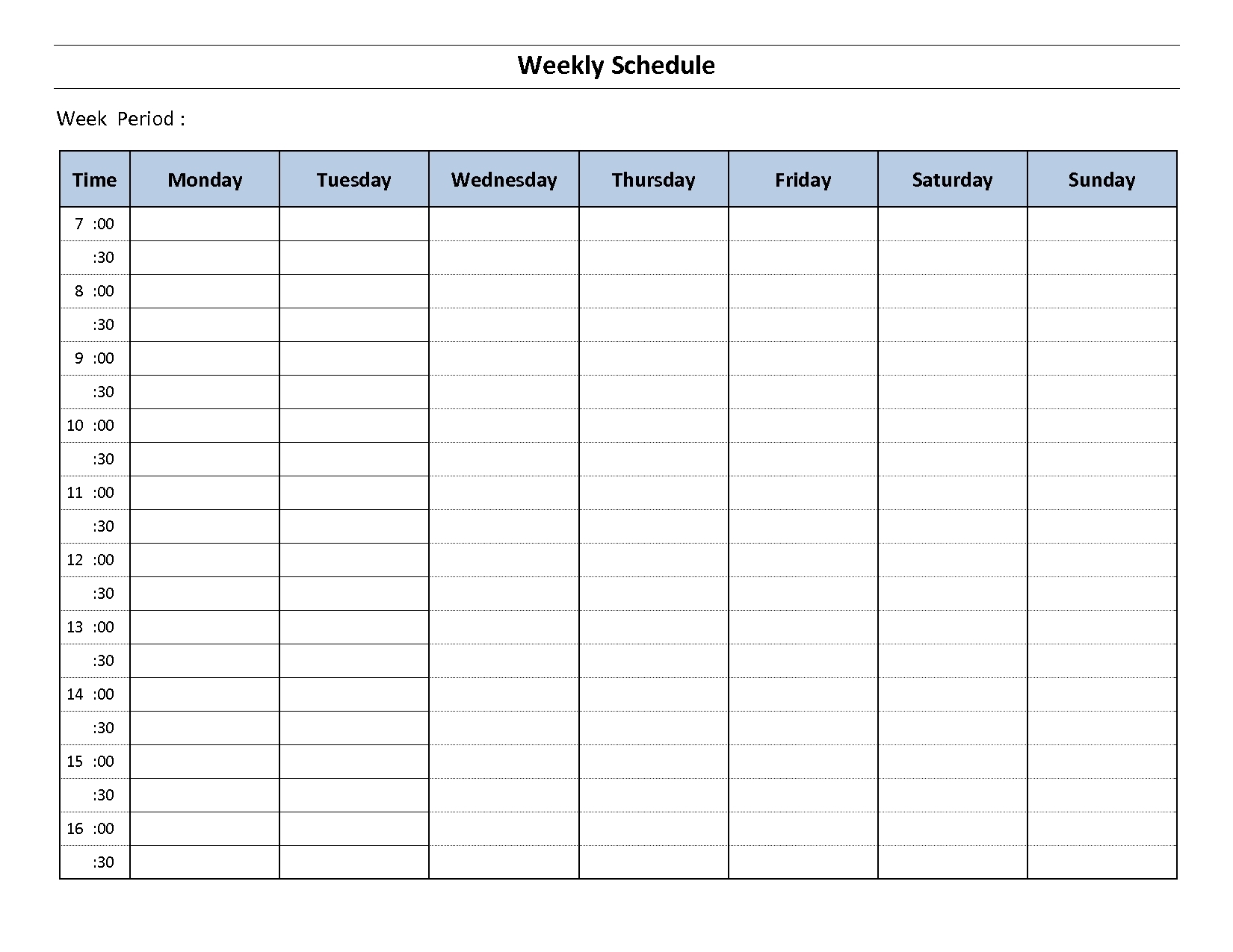 7 day weekly planner template printable | calendar