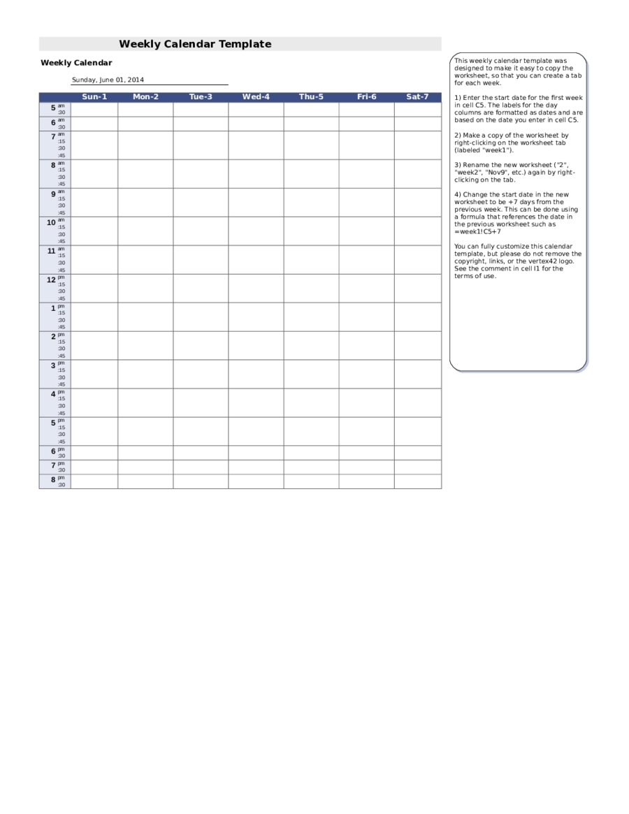 7 day weekly planner template printable | calendar