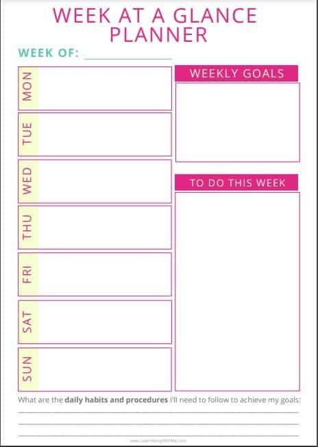 7 super helpful week at a glance printable templates [free