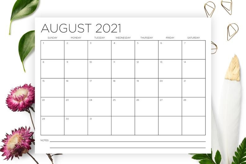 8 5 x 11 inch 2021 calendar template instant download | etsy