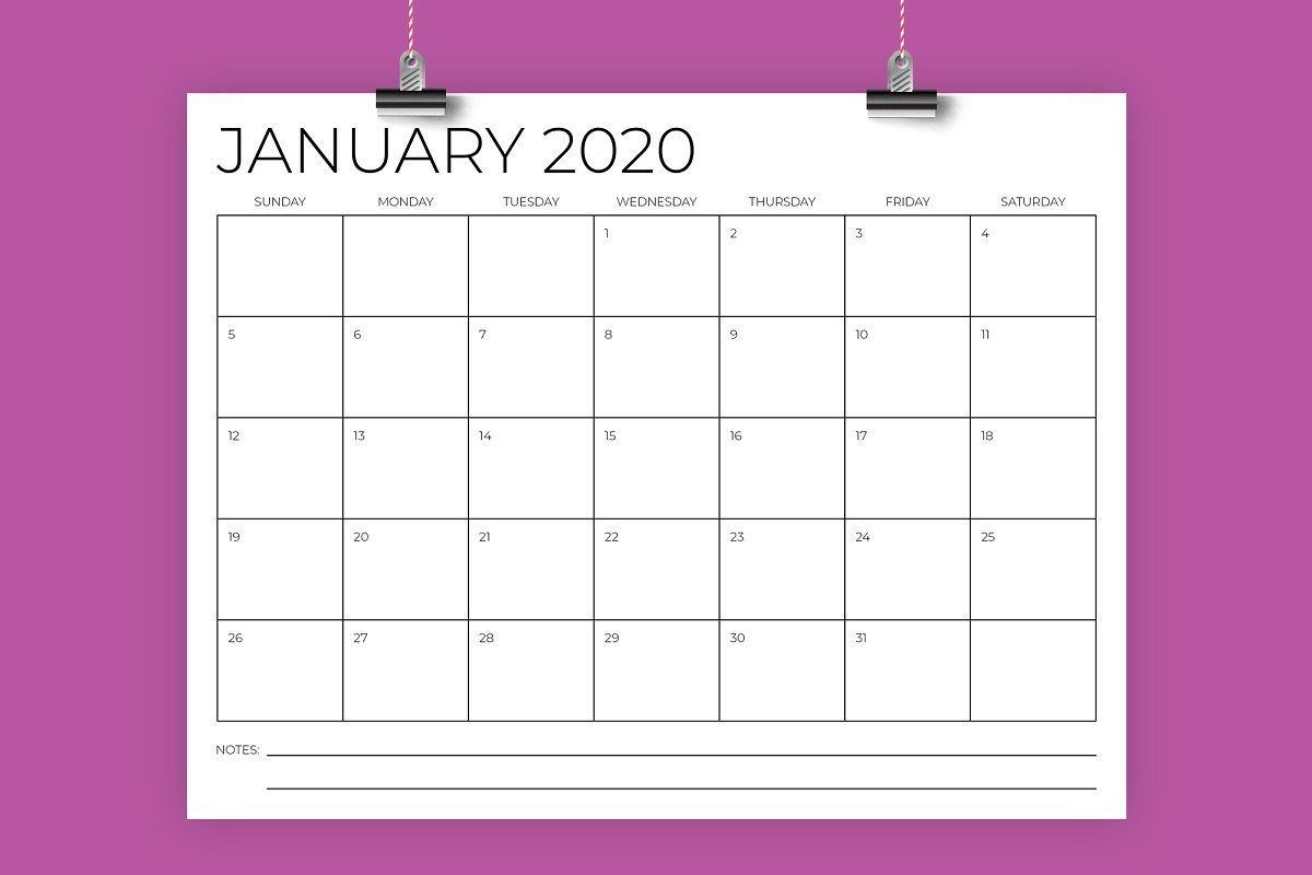 8 5 x 11 inch minimal 2020 calendar | calendar template