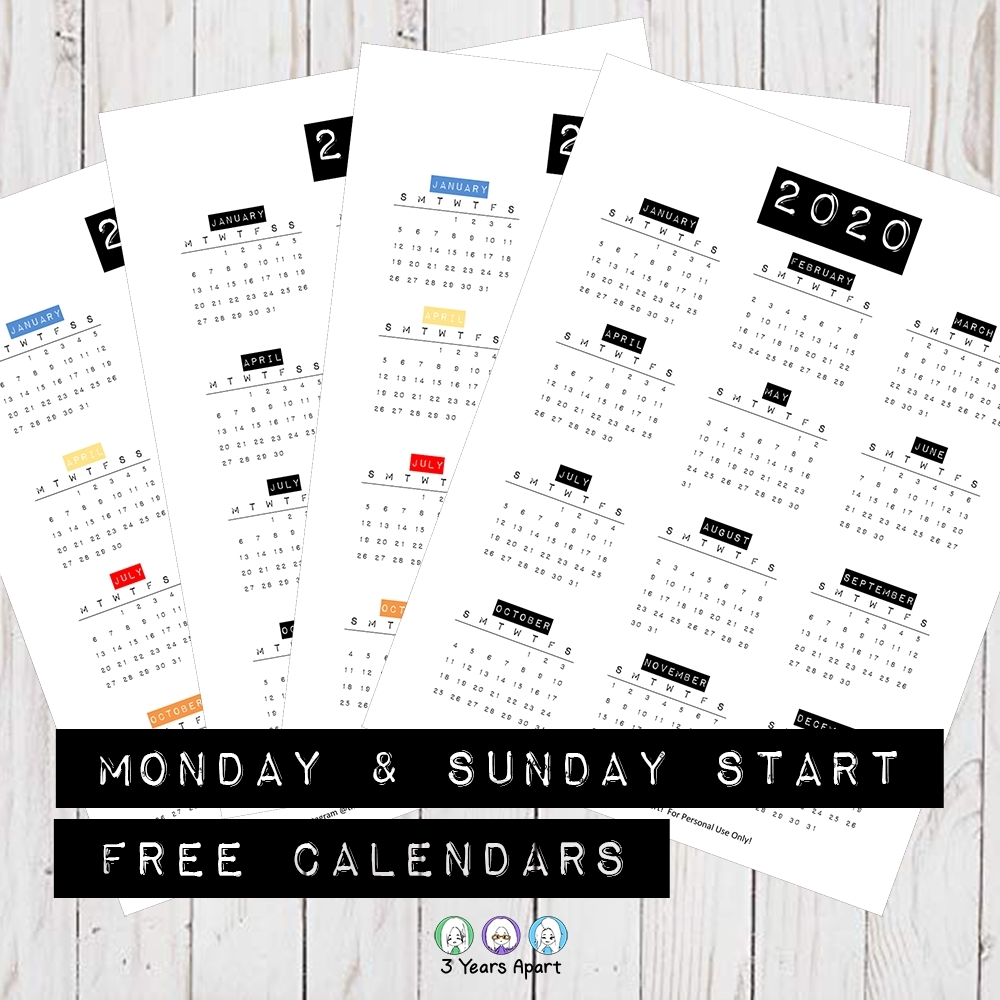 8 5 x 11 printable 2020 calendar at a glance calendar