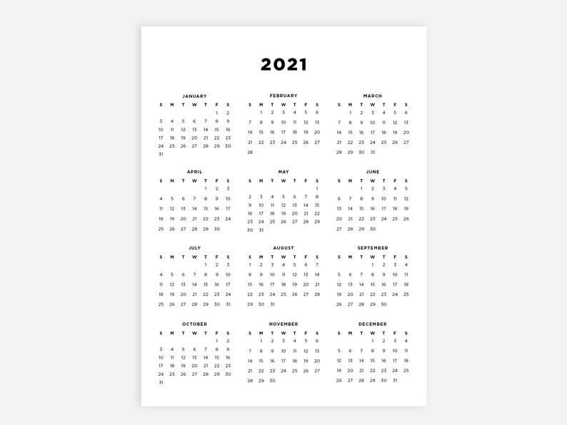 8 5x11 calendar 2021 year calendar 2021 calendars 2021