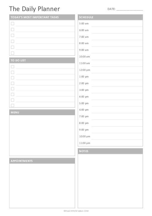 A4 Printable Undated Daily Planner Template | Download Pdf