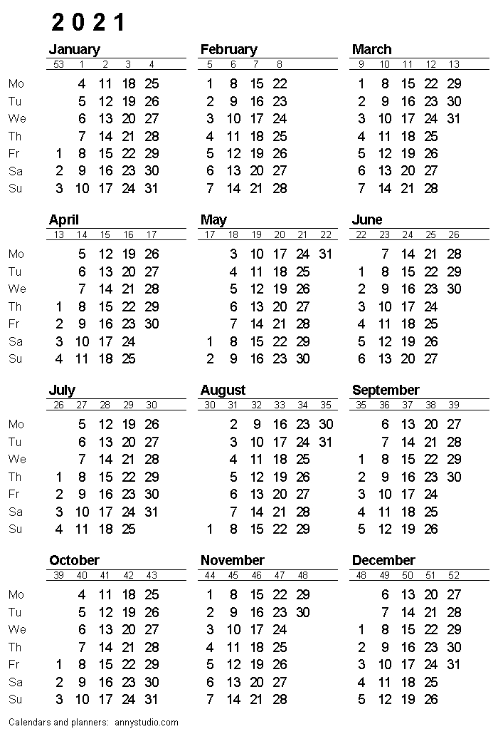 a5 printable calendar 2021