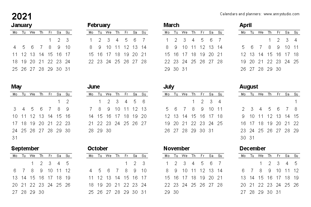 a5 printable calendar 2021