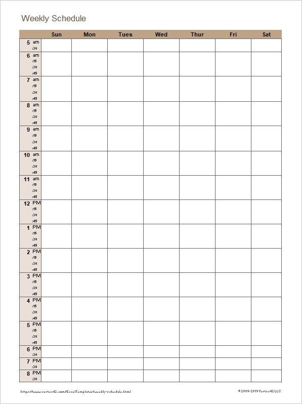 15 Minute Increments Timesheet Template