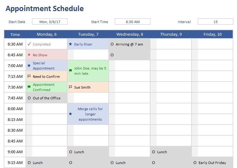 How To Create A Daily Appointment Calendar In Excel