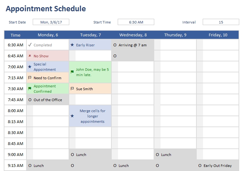 Appointment Schedule Templates | 11 Free Word, Excel