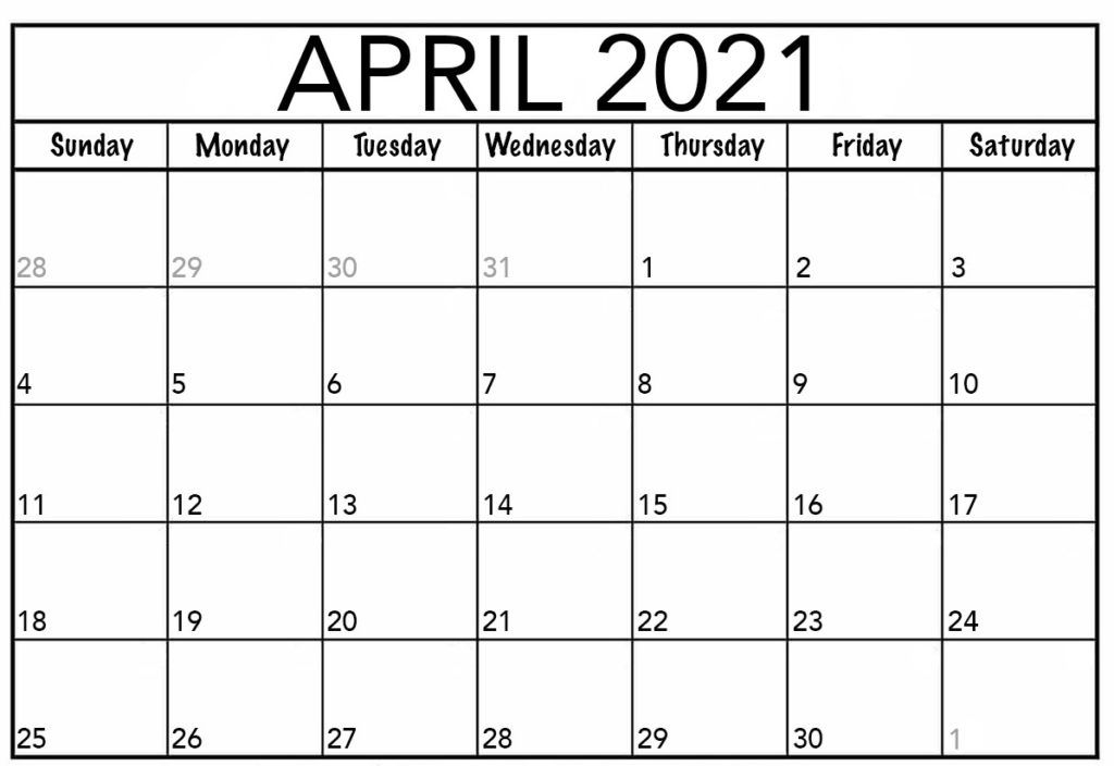 April 2021 Printable Calendar Pdf Monthly Worksheets One