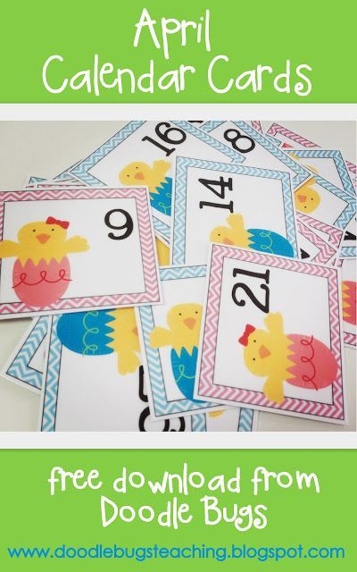 April Calendar Cards: Free Printable | Preschool Calendar