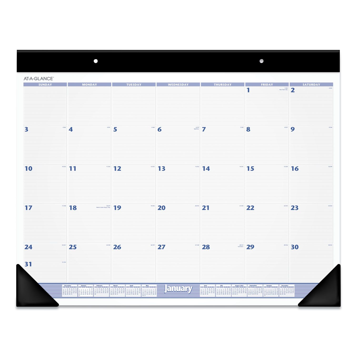At A Glance 2021 24" X 19" Monthly Desk Pad Calendar Blue