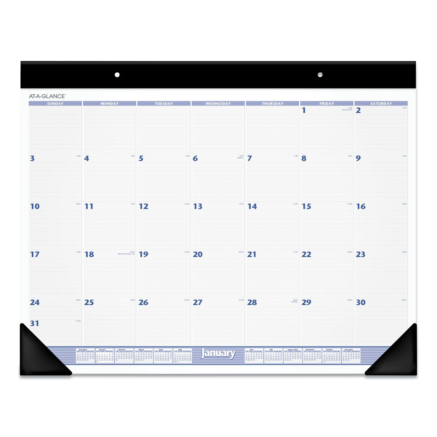 at a glance 2021 24&quot; x 19&quot; monthly desk pad calendar blue