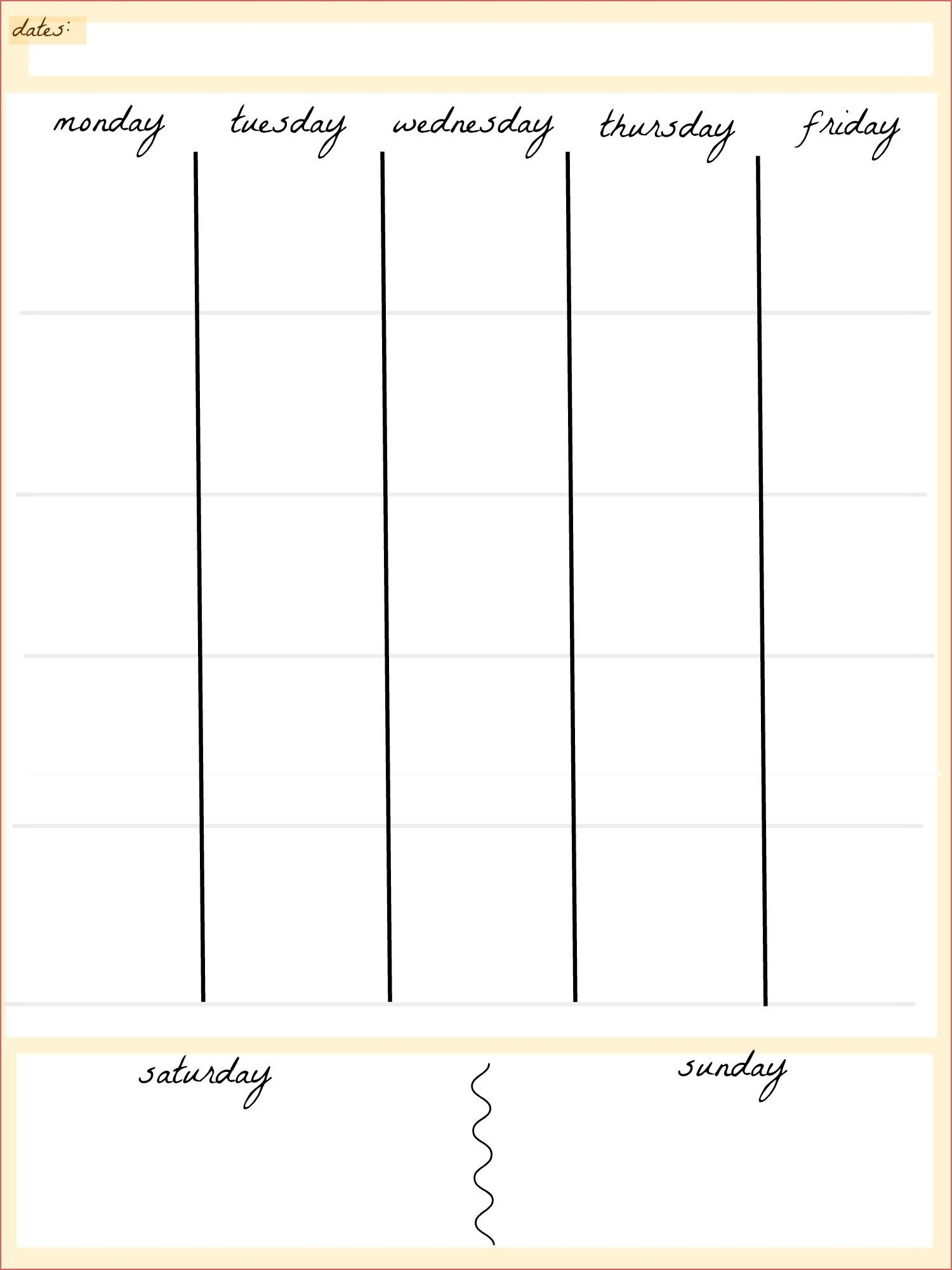 Blank 5 Day Calendar Printable Calendar Inspiration Design