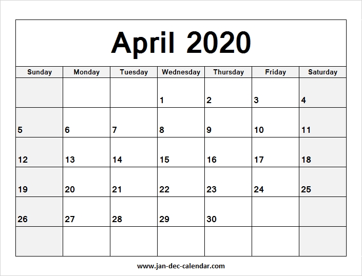 blank calendar april 2020 | calendar word, august calendar