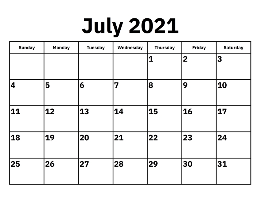 blank july 2021 calendar editable pdf thecalendarpedia