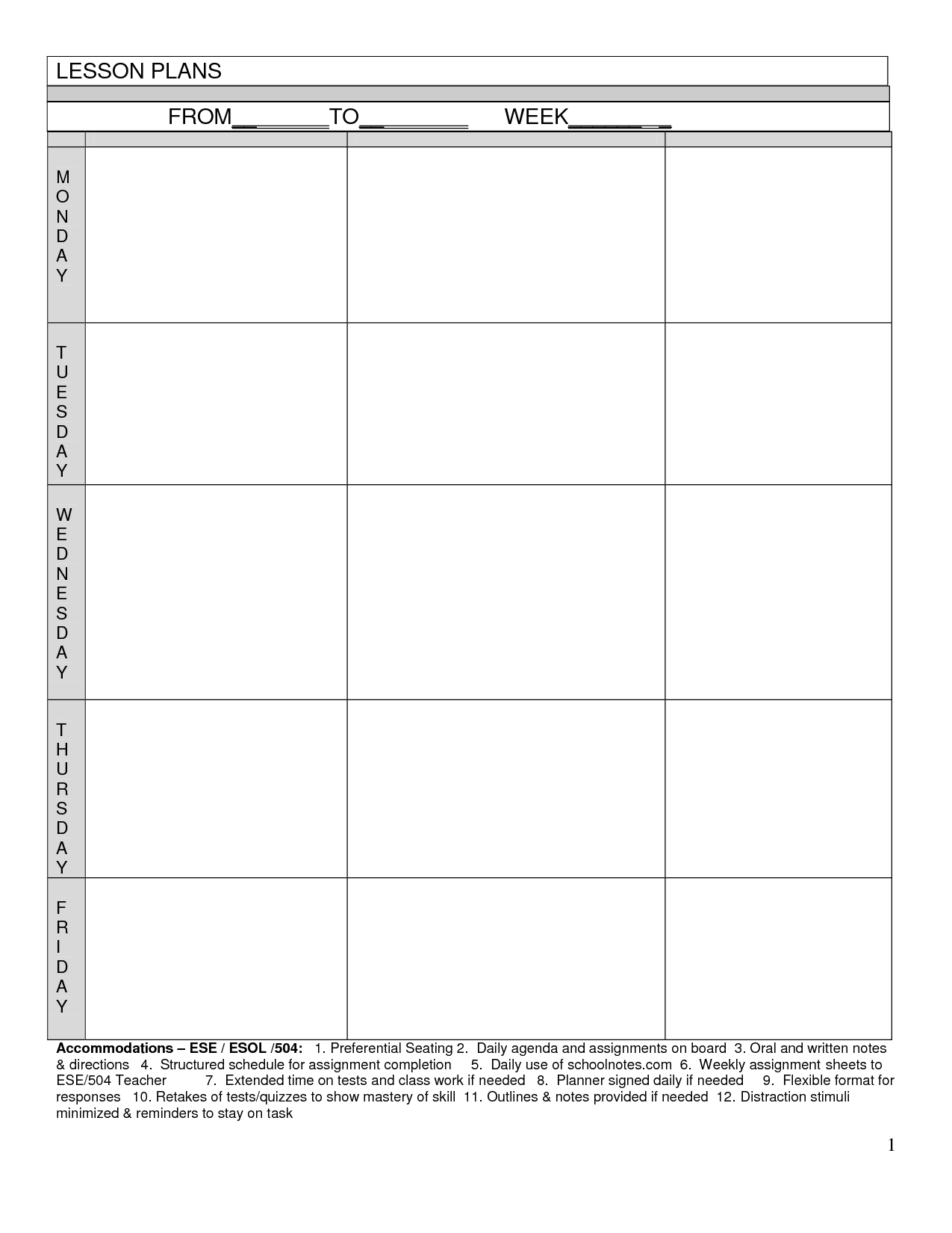 blank lesson plan calendar template | calendar template