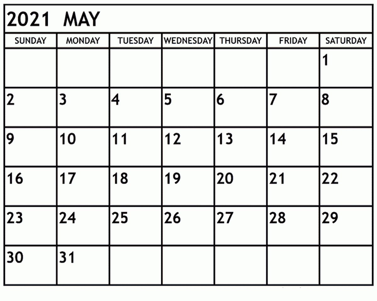 Blank May 2021 Calendar Editable Thecalendarpedia