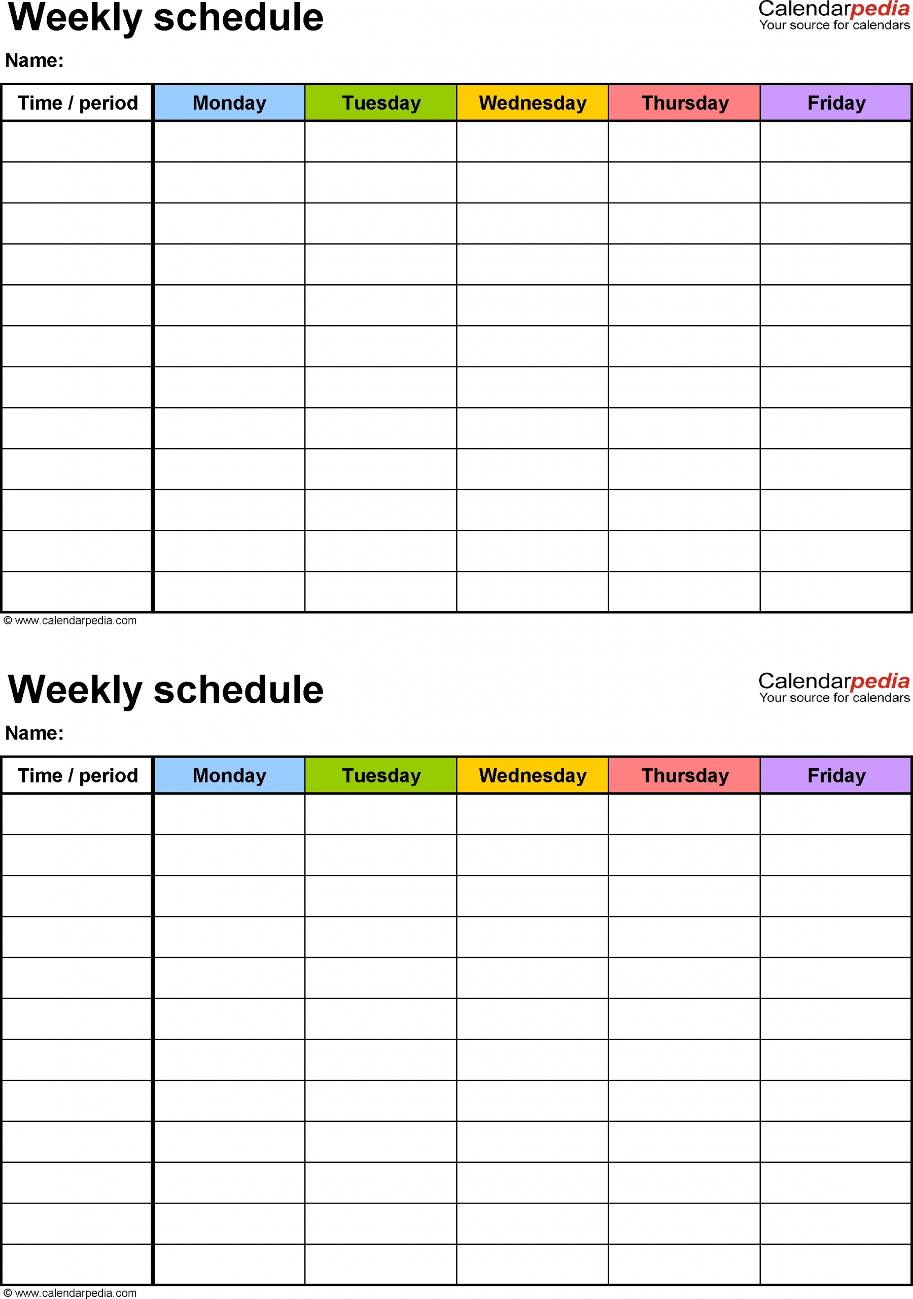 blank monday through friday pdf | calendar template printable