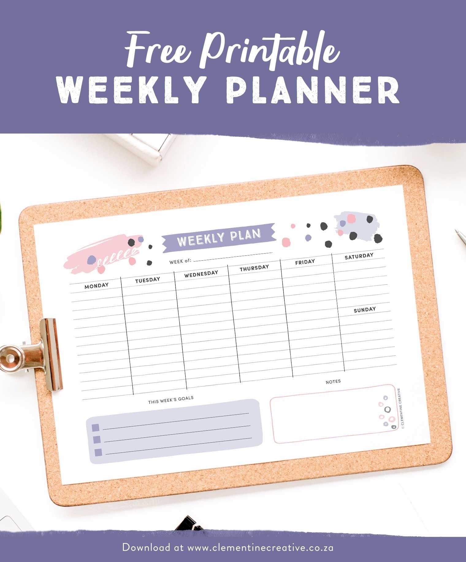 blank monday through friday pdf | calendar template printable