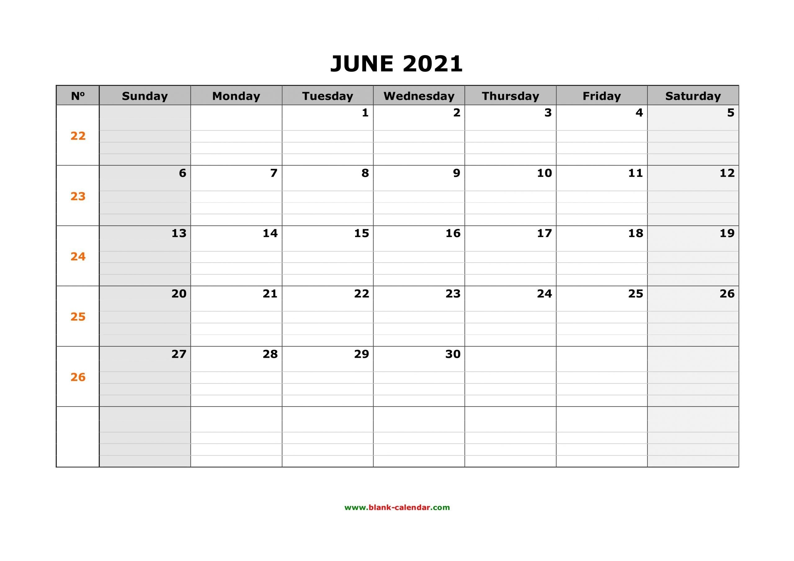 Blank Monthly Calendar 2021 June 2021 With Grid | Calendar