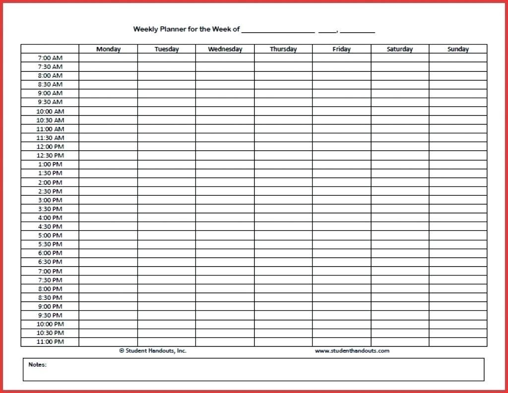 blank weekly calendar 15 minute increments | calendar