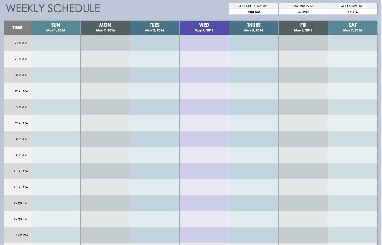 blank weekly calendar 15 minute increments | calendar
