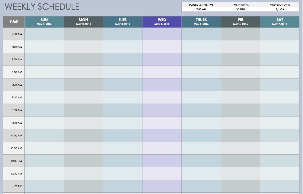 Blank Weekly Calendar 15 Minute Increments | Calendar