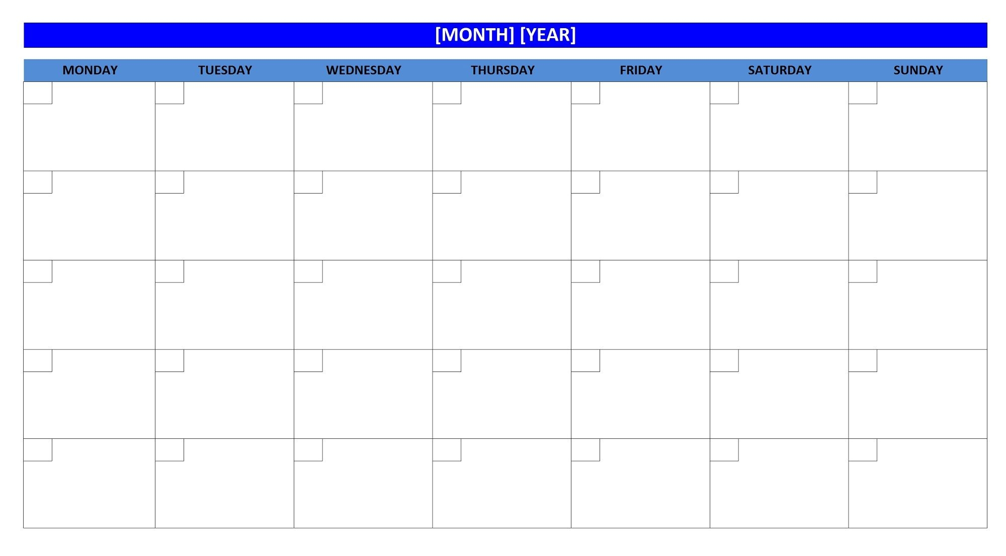 blank weekly calendars printable | activity shelter