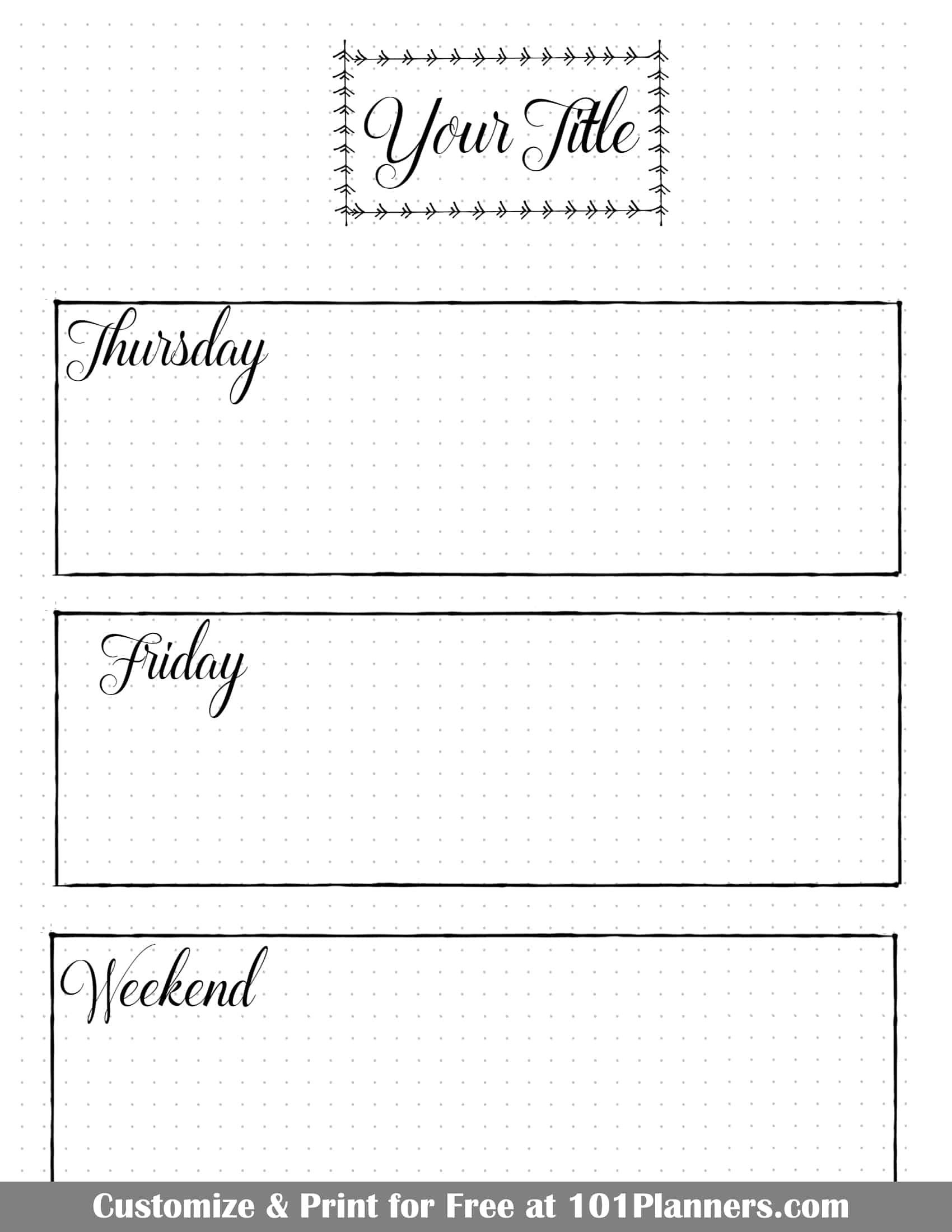 bullet journal calendar | free customizable printable