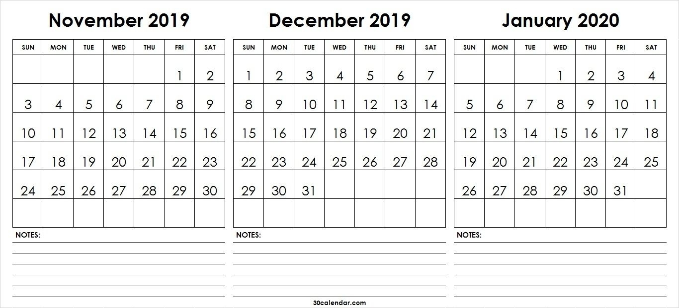 Calendar 2020 November December | Calendar Printables Free