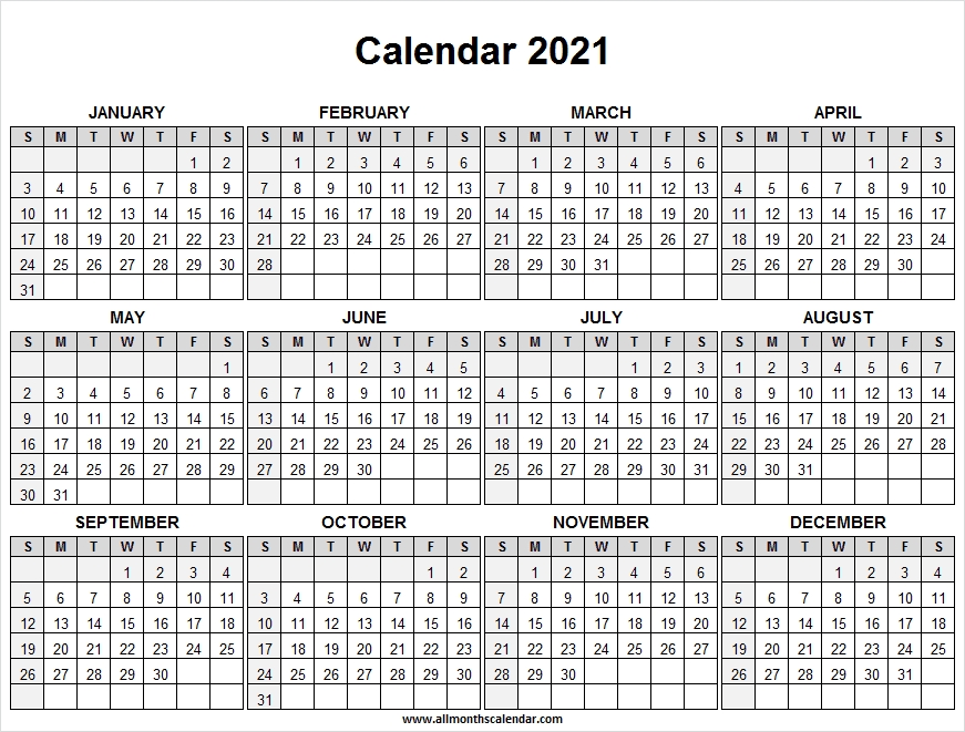 Calendar 2021 Full Year Free Free Printable Calendar