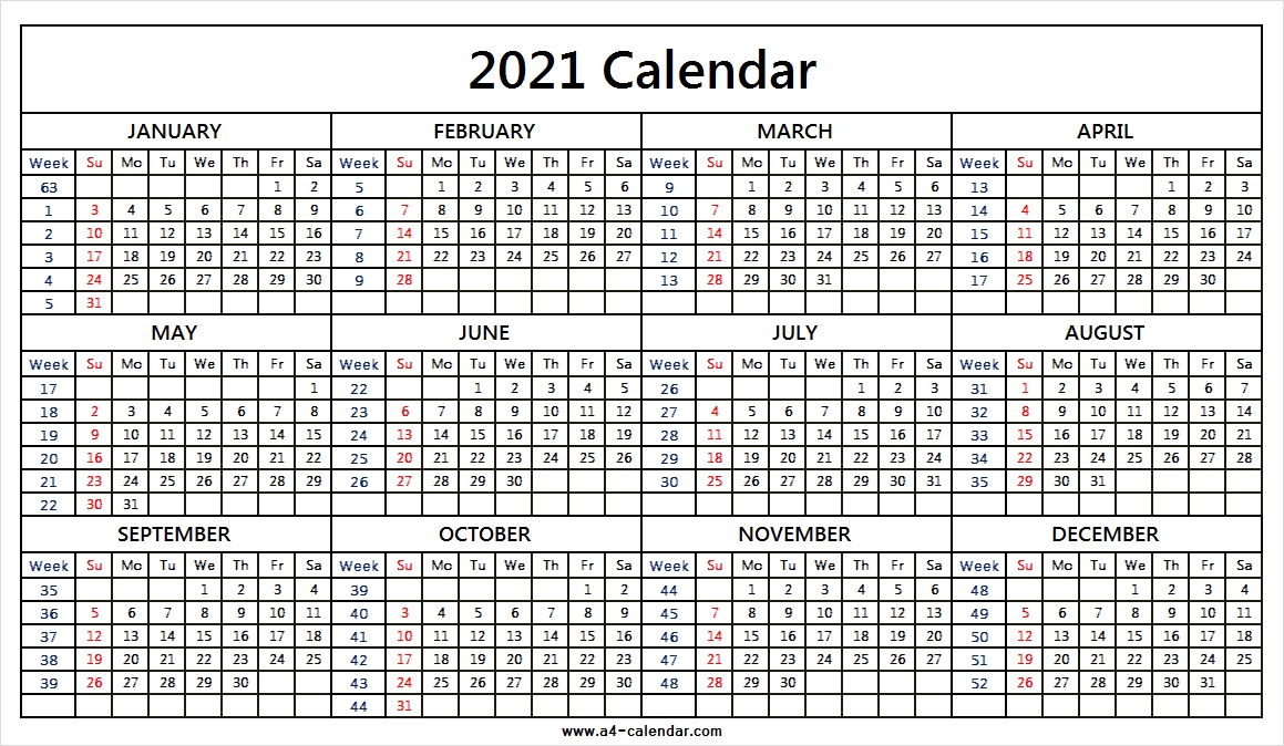 Calendar 2021 With Week Template 2021 Calendar All Months