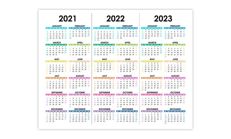 Calendar For 2021, 2022, 2023 Free Calendar Su