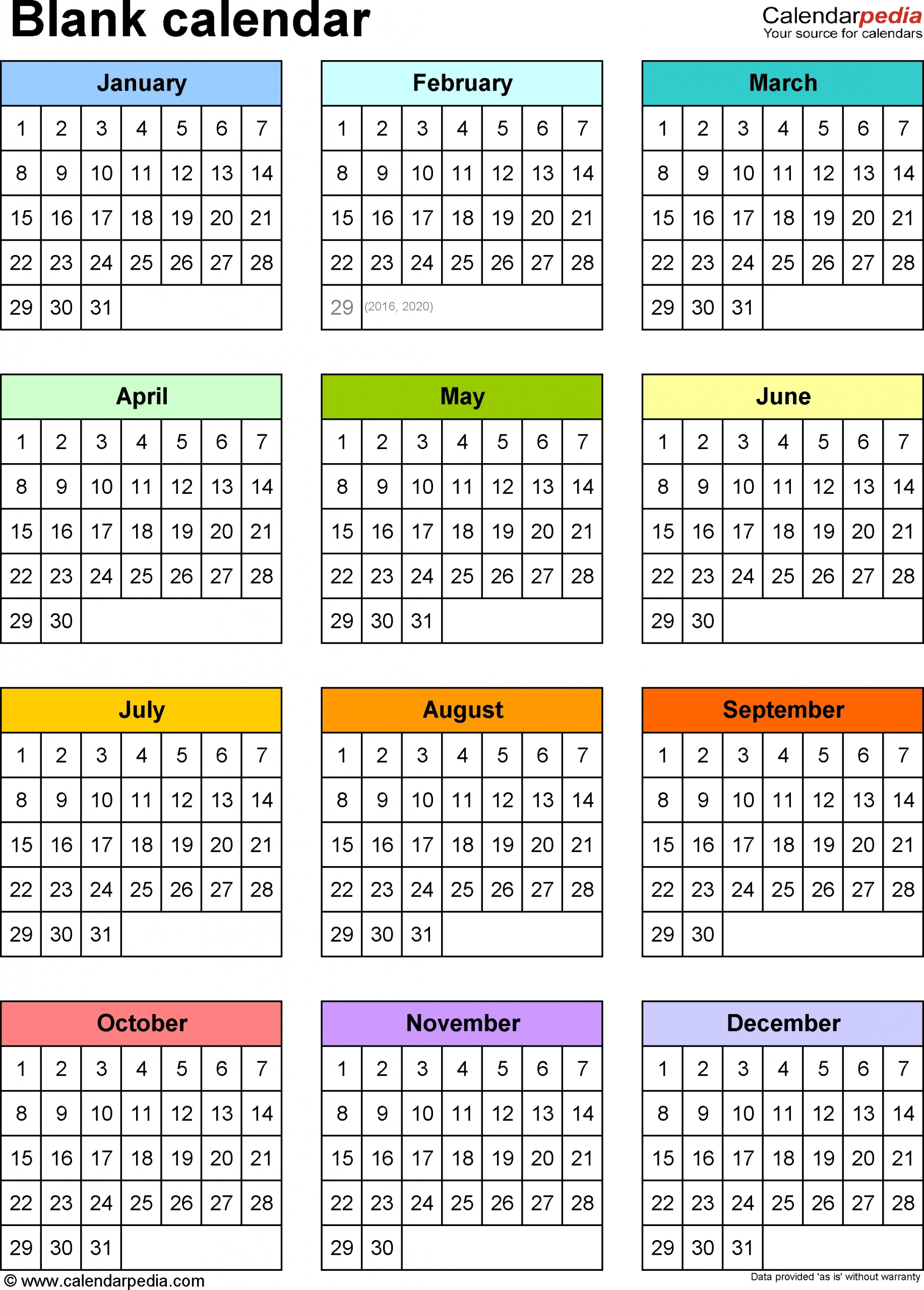 Calendar Template Year At A Glance Calendar Inspiration