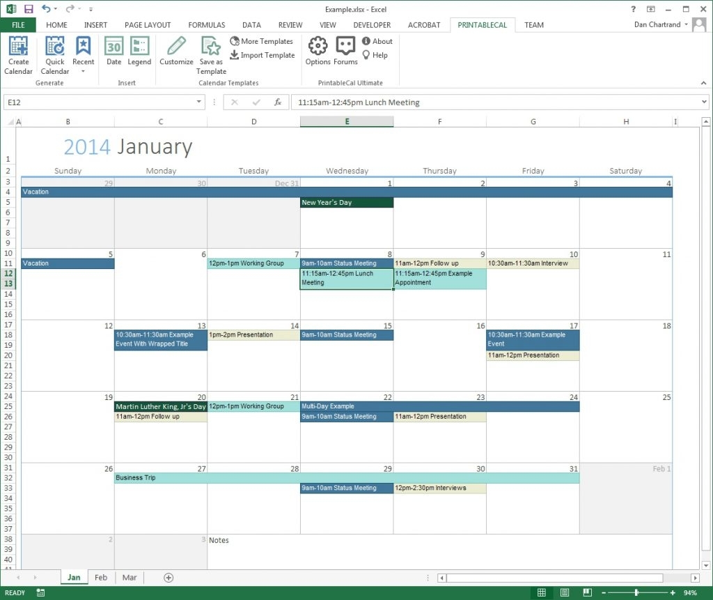 Calendar With Time Slots In Word Or Excel Calendar