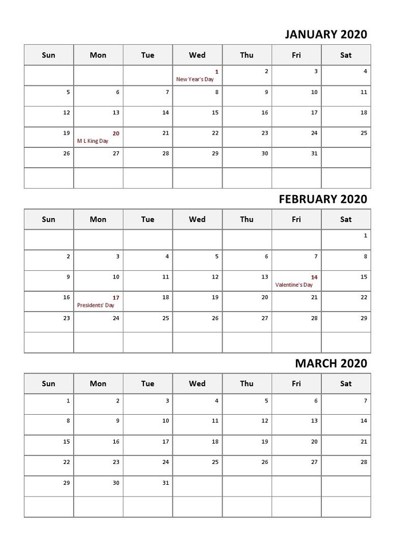 calendar year quarters 2020 | calendar printables free