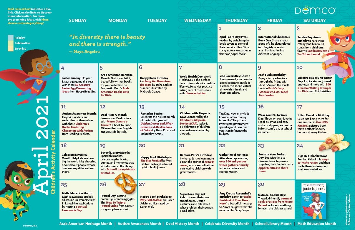 Children's Programming Activity Calendar: April 2021